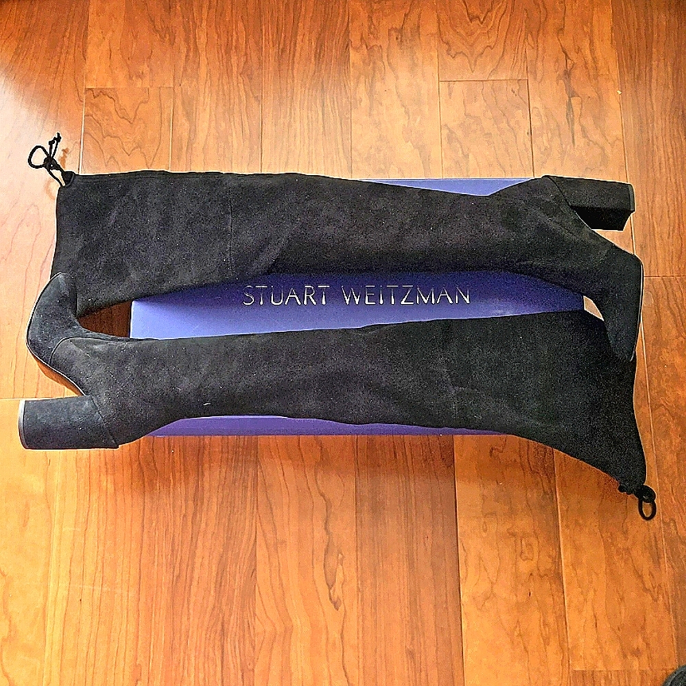 Stuart Weitzman Hiline Black Suede Over-the-Knee Boot Size 8M